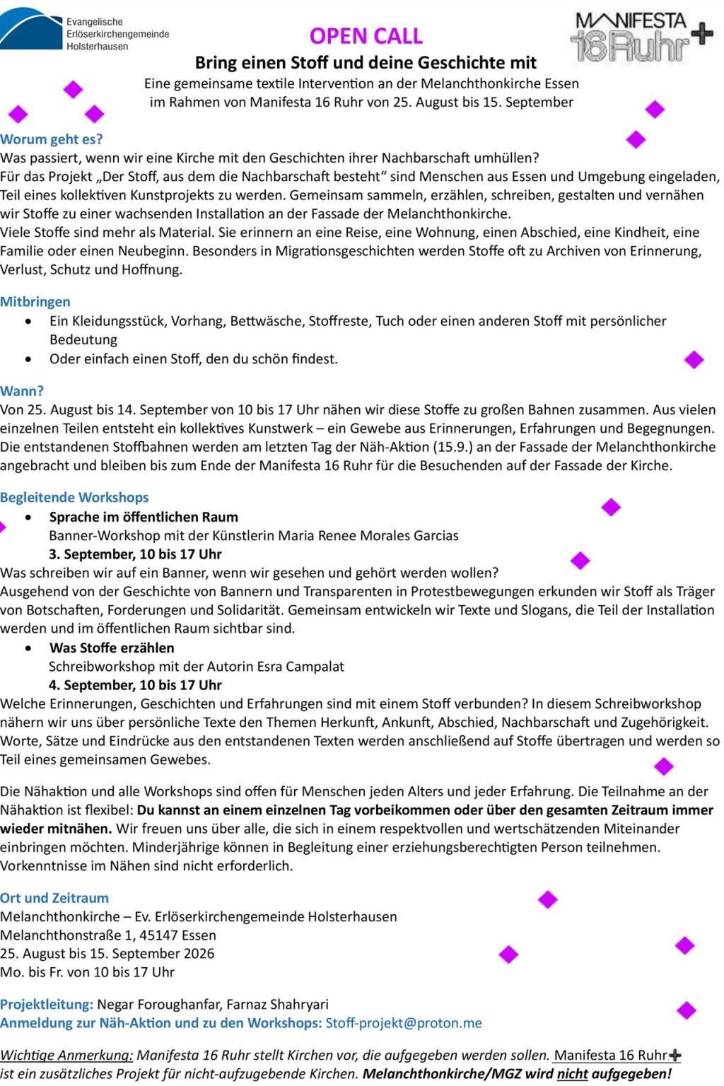 Plakat geeignet für Screenreader, da es nur aus Text besteht