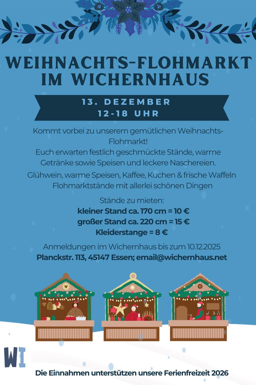 Weihnachts-Flohmarkt im Wichernhaus von 12:00 bis 18:00 Uhr